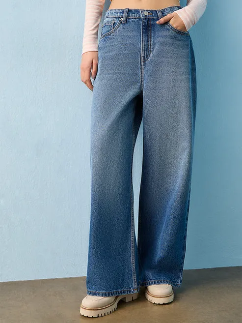 Nuon Blue Washed High-Rise Jeans